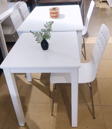 Bộ bàn ăn kéo dài - ghế Square trắng
